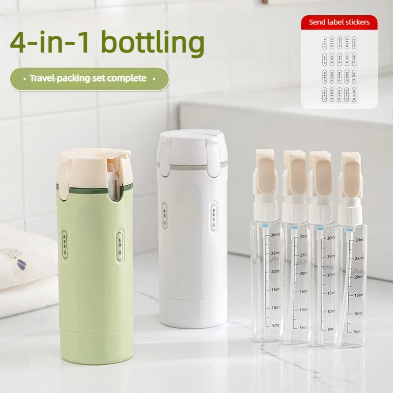 4-in-1 Travel Bottles for Personal Care Non-Metal Soap Dispensers Leakproof with Secure Caps for Shampoo Lotion Perfume