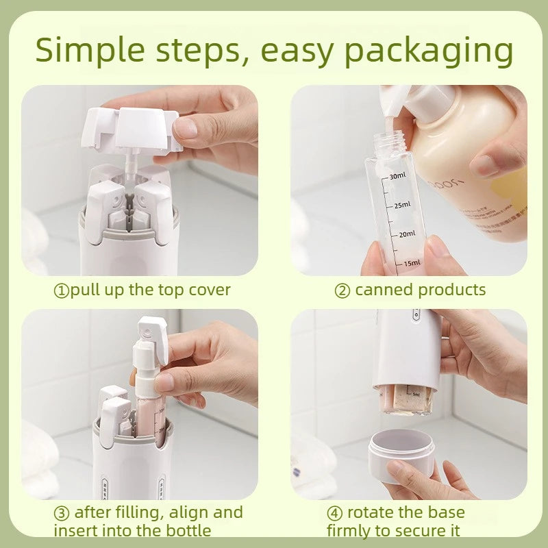 4-in-1 Travel Bottles for Personal Care Non-Metal Soap Dispensers Leakproof with Secure Caps for Shampoo Lotion Perfume